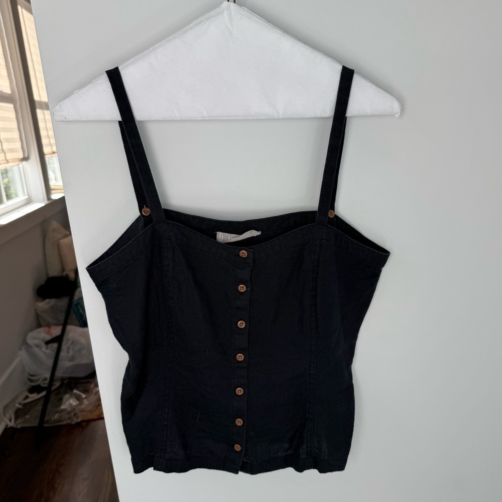Everlane Black Button-Up Tank Top